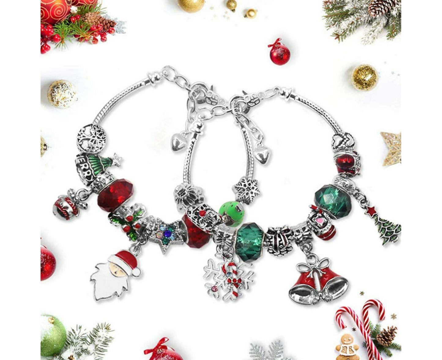 24Pcs Santa Tree Advent Calendar Christmas Countdown Calendar DIY Charm Bracelet Making Kit Gift
