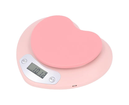 1g Accuracy Digital Kitchen Scale 5kg Household Small Heart Shape Rechargeable Food Scale for Cooking Baking