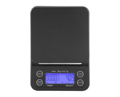 3KG/0.1g Digital Kitchen Food Scale Drip Coffee Weighing with Timer (Bluish Violet Backlight)