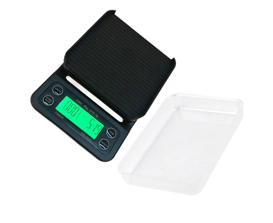 3KG/0.1g Electronic Digital Kitchen Food Scale Drip Coffee Weighing with Timer(Green Backlight)