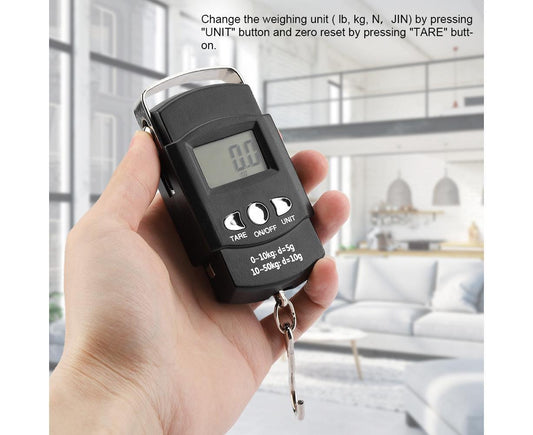 50KG/10G Portable Electronic LCD Digital Weight Scale with Tape Measure Hook