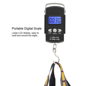 50KG/10G Portable Electronic LCD Digital Weight Scale with Tape Measure Hook