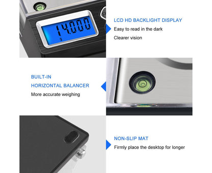 High Precision Mini Digital Pocket Scale Electronic Balance Weight for Laboratory Diamond Jewelery Scale(30/0.001g )