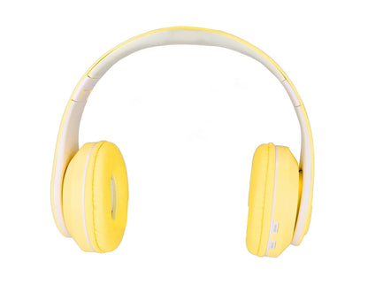 Bluetooth Headset Noise Reduction Foldable Over Ear Wireless Headphone with Colorful Light for Phone Laptop Yellow