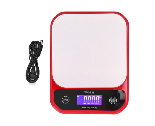 USB Charging Scale Waterproof Kitchen Baking Food Scale Electric Weight Measuring BalanceRed 5kg/0.1g