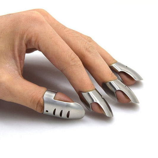 4pcs Kitchen Stainless Steel Finger Nail Protector Hand Cut Guard secure Slice Knife Tool, Kitchen Finger Cutting Protector