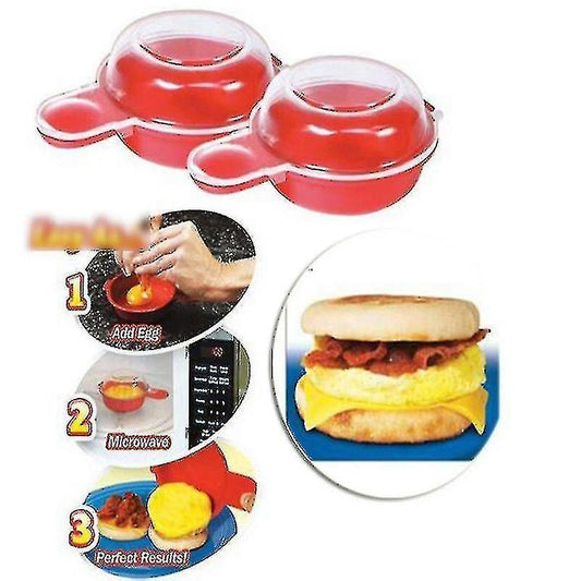 Wabjtam 2 Sets Microwave Egg Cooker,1 Minute Fast Egg Hamburg Omelet Maker Kitchen Cooking Tool(Red and Clear)
