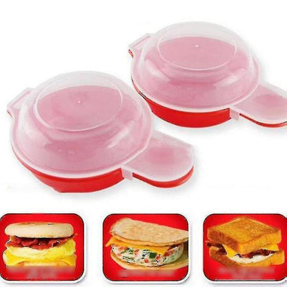 Wabjtam 2 Sets Microwave Egg Cooker,1 Minute Fast Egg Hamburg Omelet Maker Kitchen Cooking Tool(Red and Clear)
