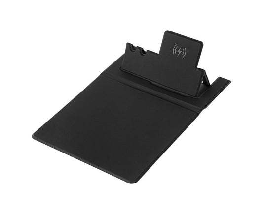 1 Set Wireless Charger Pad 15 W Delicate Texture Pen Storage Fast Induction with Mouse Pad QI Standard Folding Multifunctional Wireless Charger - Black