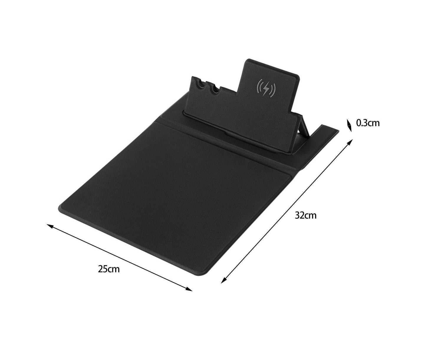 1 Set Wireless Charger Pad 15 W Delicate Texture Pen Storage Fast Induction with Mouse Pad QI Standard Folding Multifunctional Wireless Charger - Black
