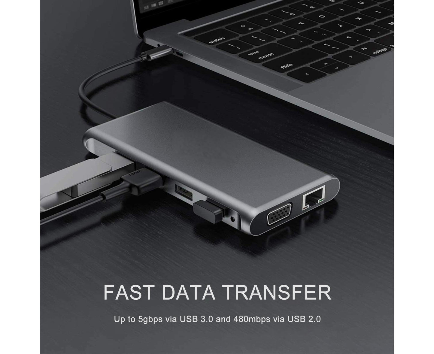 12 in 1 Multi-Interface Connection Type-C Expansion Dock Dual HDMI-compatible Converter - Grey