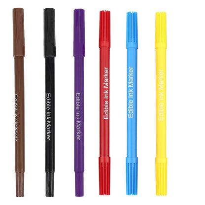 6pcs Double-tips Food Markers Practical Edible Pens Cookie Decorating Pens Convenient Edible Markers