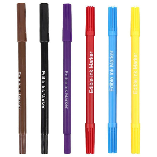 6pcs Double-tips Food Markers Practical Edible Pens Cookie Decorating Pens Convenient Edible Markers