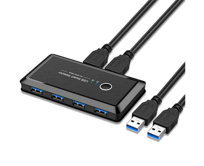 4 USB 2.0 Output Port Computer Sharing Hub Switcher Selector for Mac Chrome OS - Black