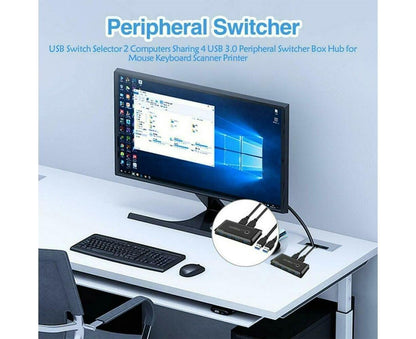 4 USB 2.0 Output Port Computer Sharing Hub Switcher Selector for Mac Chrome OS - Black