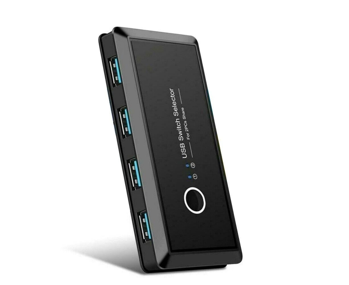 4 USB 2.0 Output Port Computer Sharing Hub Switcher Selector for Mac Chrome OS - Black