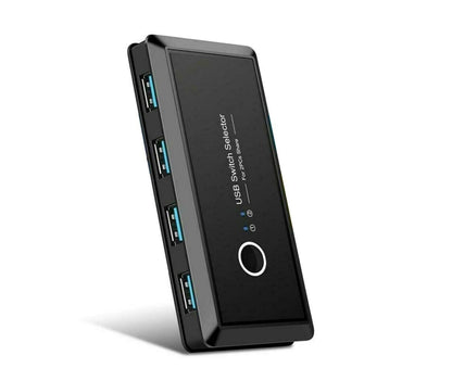 4 USB 2.0 Output Port Computer Sharing Hub Switcher Selector for Mac Chrome OS - Black