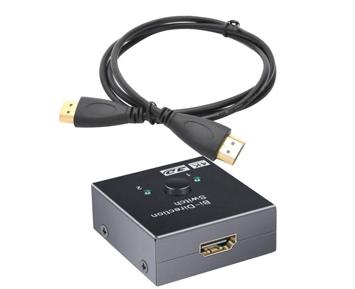 4K HDMI-compatible Dual Multiport Adapter with 2 LED Display Indicators Devices Switcher - Black