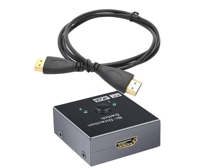 4K HDMI-compatible Dual Multiport Adapter with 2 LED Display Indicators Devices Switcher - Black