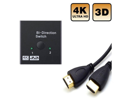4K HDMI-compatible Dual Multiport Adapter with 2 LED Display Indicators Devices Switcher - Black