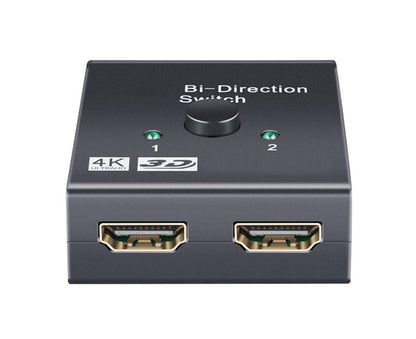 4K HDMI-compatible Dual Multiport Adapter with 2 LED Display Indicators Devices Switcher - Black