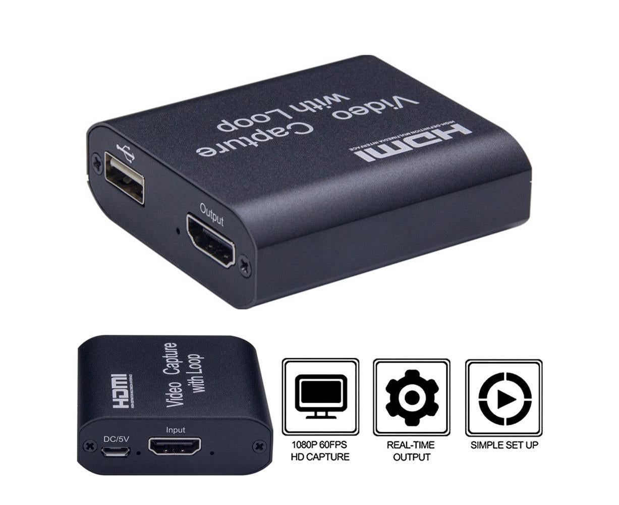 4K HDMI-compatible to USB2.0 High Clarity 1080P Video Capture Card Dongle for Game Live Streaming - Black