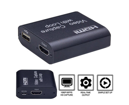 4K HDMI-compatible to USB2.0 High Clarity 1080P Video Capture Card Dongle for Game Live Streaming - Black