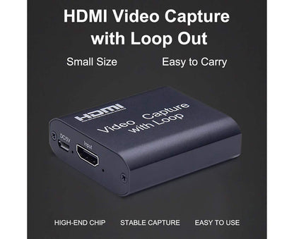 4K HDMI-compatible to USB2.0 High Clarity 1080P Video Capture Card Dongle for Game Live Streaming - Black