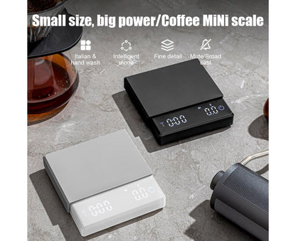 Mini Coffee Scale with Timer, 2kg/0.1g Accurate 3 Modes Type-C Rechargeable Portable Digital Scale for Espresso and Pour Over Coffee with