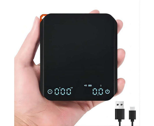 Coffee Scale with Timer 2000g/0.1g Rechargeable Espresso Scale Portable Digital Kitchen Scale with 3 Timing Mode g/oz/ml Unit Switching