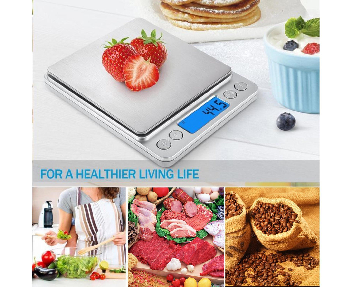 2kg/0.1g Accurate Electrical Kitchen Scale,Coffee Scale Food Weight Postal Scales Multifunction Scale Measures in Grams and oz for Cooking