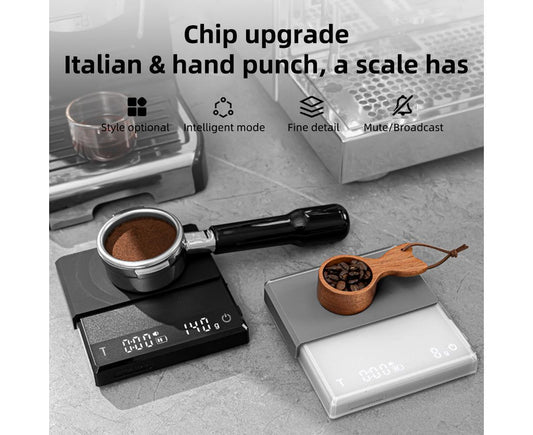 Mini Coffee Scale with Timer, 2kg/0.1g Accurate 3 Modes Type-C Rechargeable Portable Digital Scale for Espresso and Pour Over Coffee with