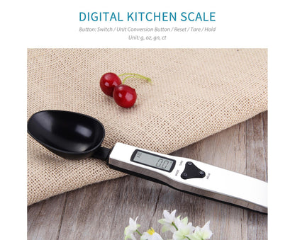 300g Food Spoon Scale Digital Kitchen Spoon Scale LCD Display Scale Weight G OZ GN CT for Baking Cooking Portable Food Scale 0.1g Precise