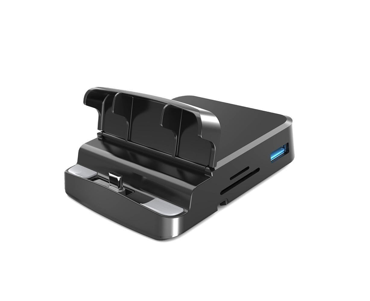 5 in1 Type C to HDMI-compatible Adapter USB 3.0/2.0 TFCard Slot Converter Holder - Black