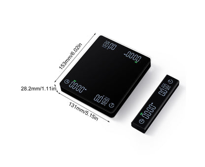 Coffee Scale with Wireless Display 3kg/0.1g High Precision Espresso Scale Rechargeable Digital Kitchen Scale Tare and Zero Unit Switching