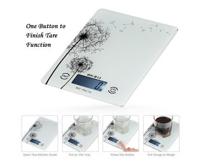 5KG/1G Accurate Touch Screen LCD Backlight Digital Kitchen Food Scale G/LB/OZ Electronic Weight Balance for Baking Cooking Tare Function - White Variant Size Value white