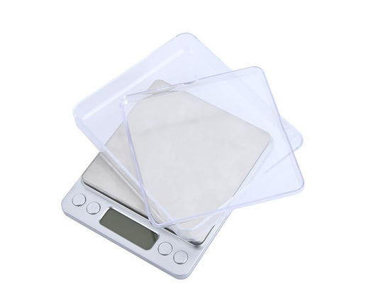 High Accuracy Mini Electronic Digital Platform Jewelry Scale Weighing Balance with Two Trays Portable 500g/0.01g Counting Function Blue LCD