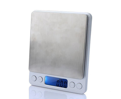 High Accuracy Mini Electronic Digital Platform Jewelry Scale Weighing Balance with Two Trays Portable 500g/0.01g Counting Function Blue LCD