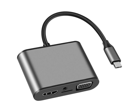 8 in 1 USB Type-C to HDMI-compatible PD TF VGA Card Reader Adapter Hub Converter Recorder - Grey