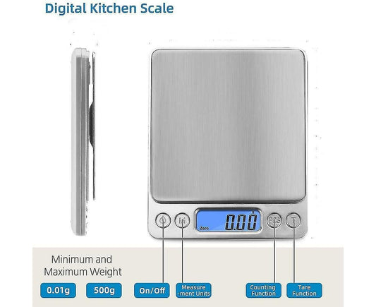 Precision Scale Mini Gram Jewelry Food Scale 500g/01g - Digital Kitchen Scale