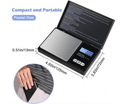 Precision Scale 0.01g, 500g/0.01g, Pocket Scale with LCD Display, Small Jewelry Scale, Kitchen Scale, Precision Scale with Tare Function