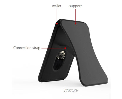 Folding Stand Reusable Multifunctional Adjustable Anti-drop Faux Leather Wallet Phone Stand for iPhone 13/12 Series - Black