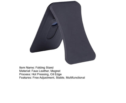 Folding Stand Reusable Multifunctional Adjustable Anti-drop Faux Leather Wallet Phone Stand for iPhone 13/12 Series - Black
