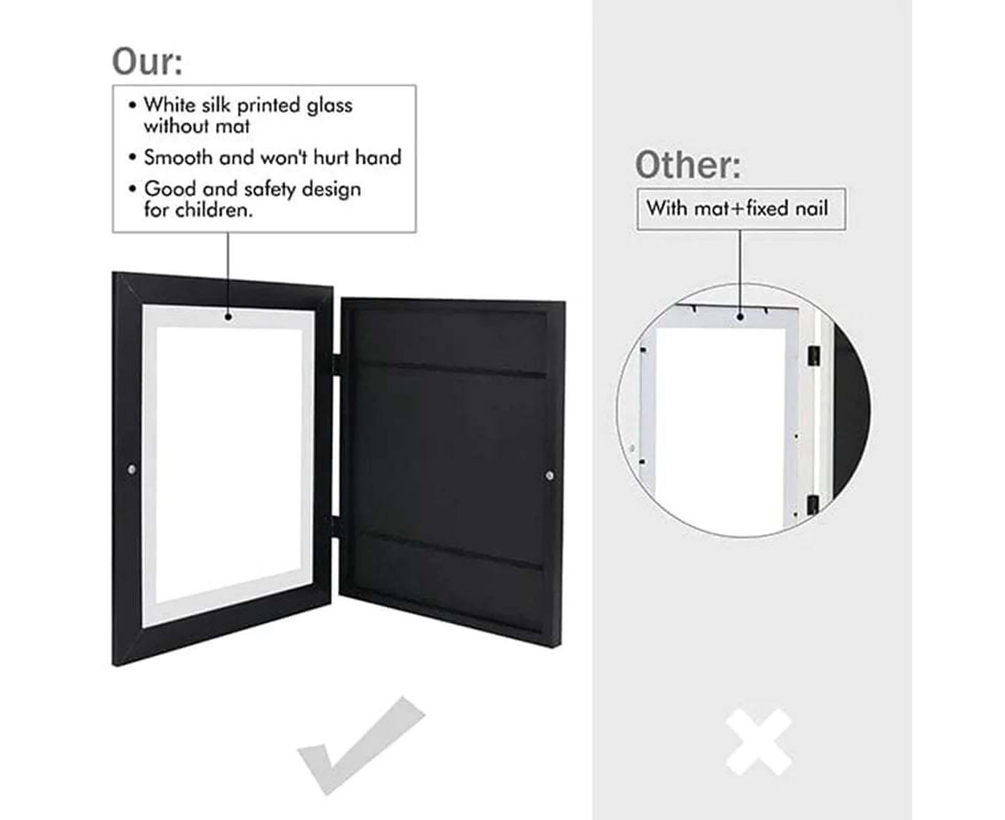 Flip Photo Frame Front Opening Picture Display Artwork Easy to Use Versatile Design Picture Display Stands - Black