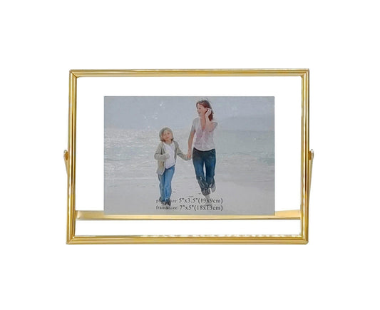 Photo Frame Adjustable Durable Metal Frame Photo Holder Elegant Stylish Picture Frame for Home Decoration - Golden