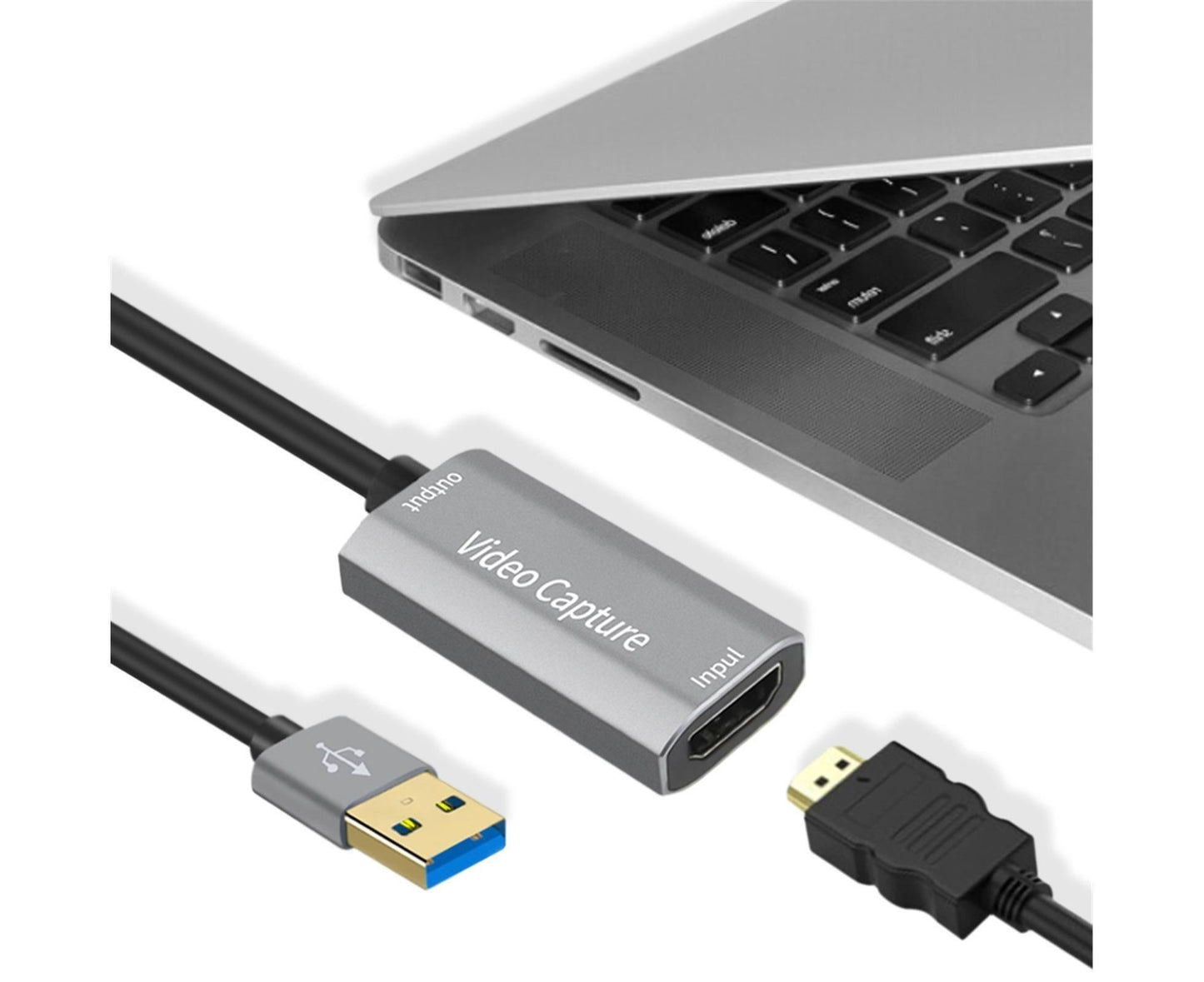 HDMI-compatible to USB Video Capture Card Game Camera Recorder Live Streaming Webcasting - Grey
