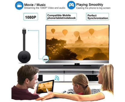 Phone Projection Device High Resolution High-speed Transmission Plug Play WiFi HDMI-compatible Mobile Phone Screen Projector for Home T- Black