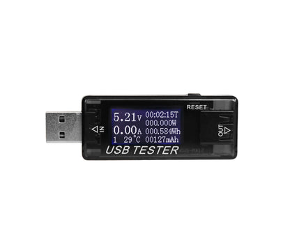 USB Tester Plug And Play Digital Display Timer Sensitive Touch 8 Functions Data Storage High Accuracy Charger Tester for Cell Phone - Black