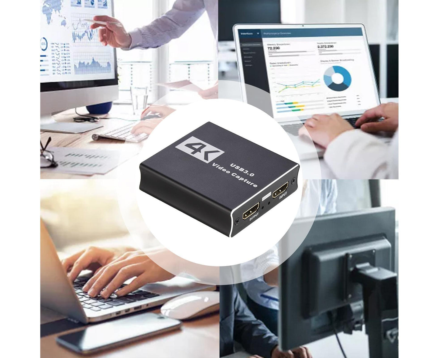 Video Capture Card 1080P High Speed 4K HDMI-compatible to USB3.0 Game Capture Device for Live Streaming - Black