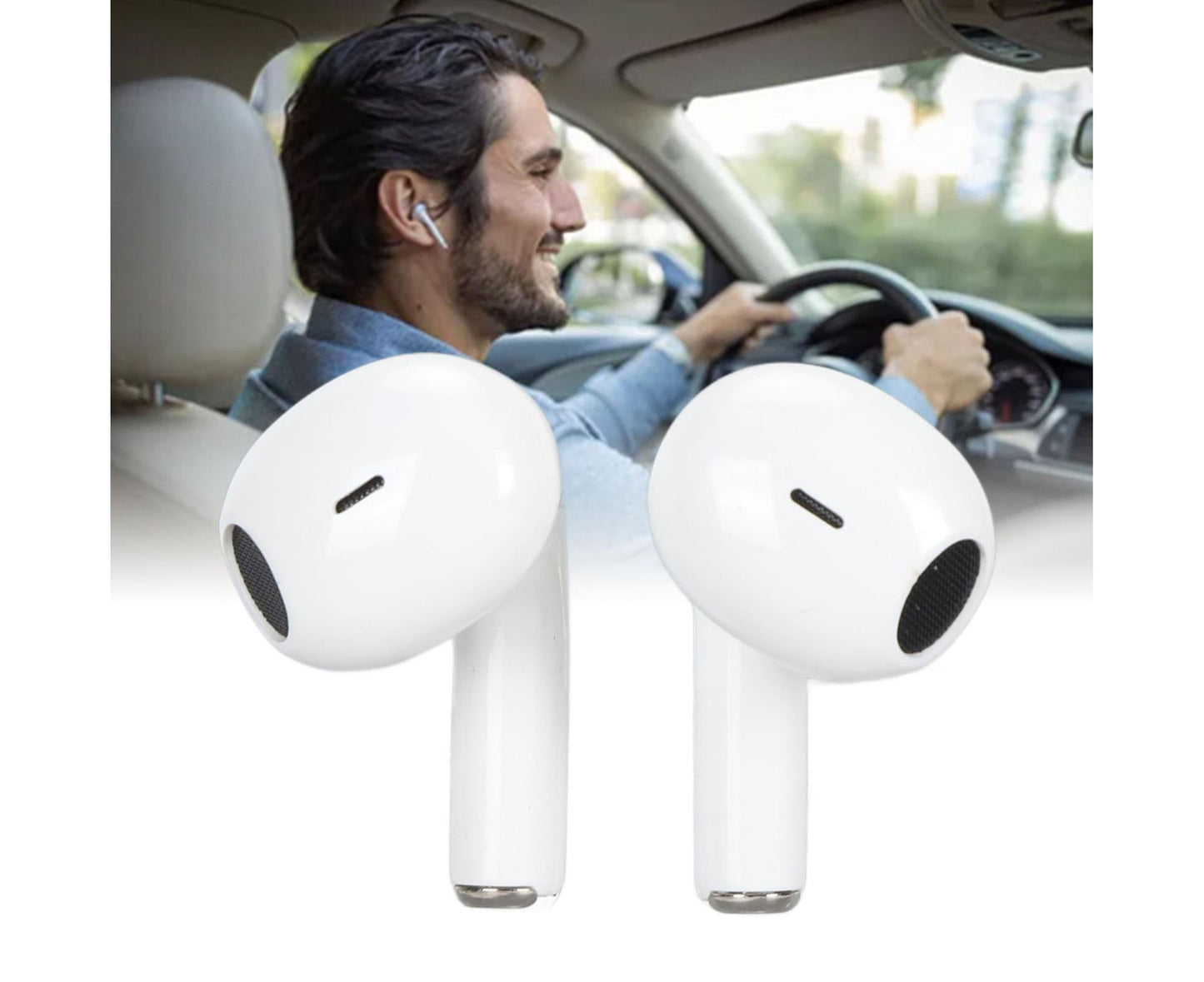 Language Translator Earbuds Multifunction HD Noise Reduction Bluetooth 5.1 144 Kinds Languages Real Time Translation Headphone White